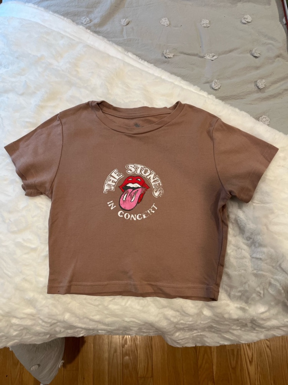 The Rolling Stones Light Brown Crop Tee